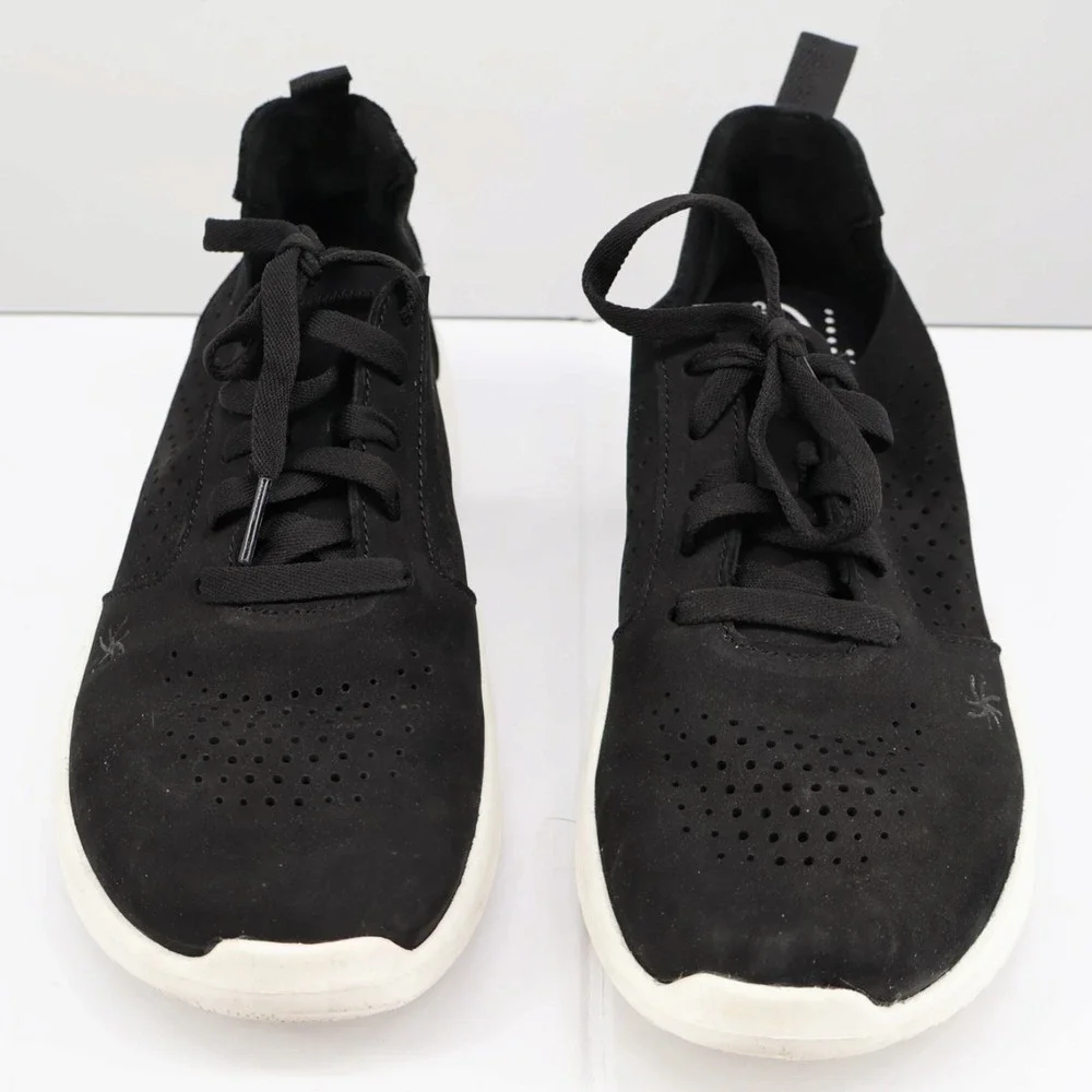 Clarks Solevana Black Perforated Sneaker Side Zip Comfort Shoe 6M